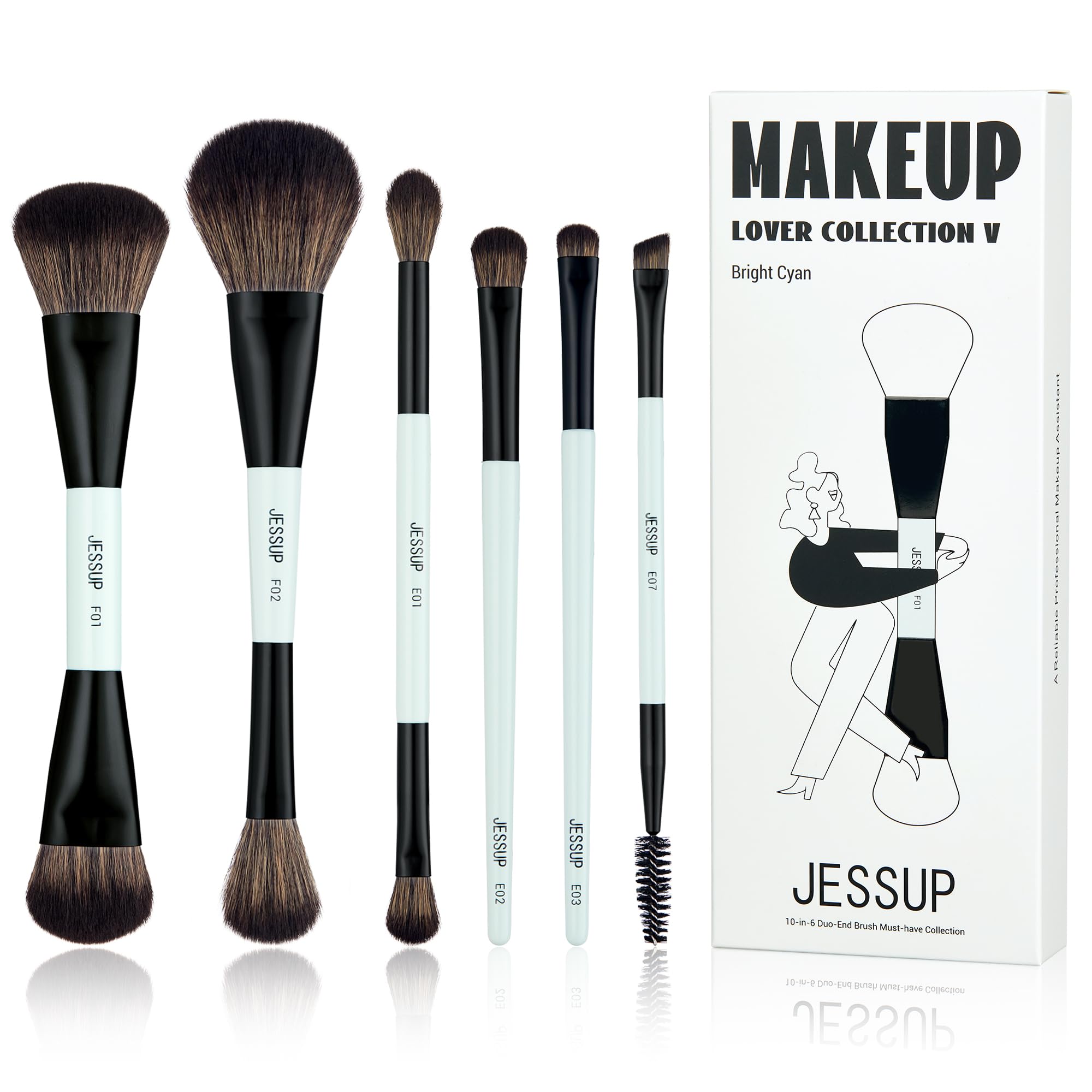 Jessup 6pc makeup brush set foundation-contour for a smooth base