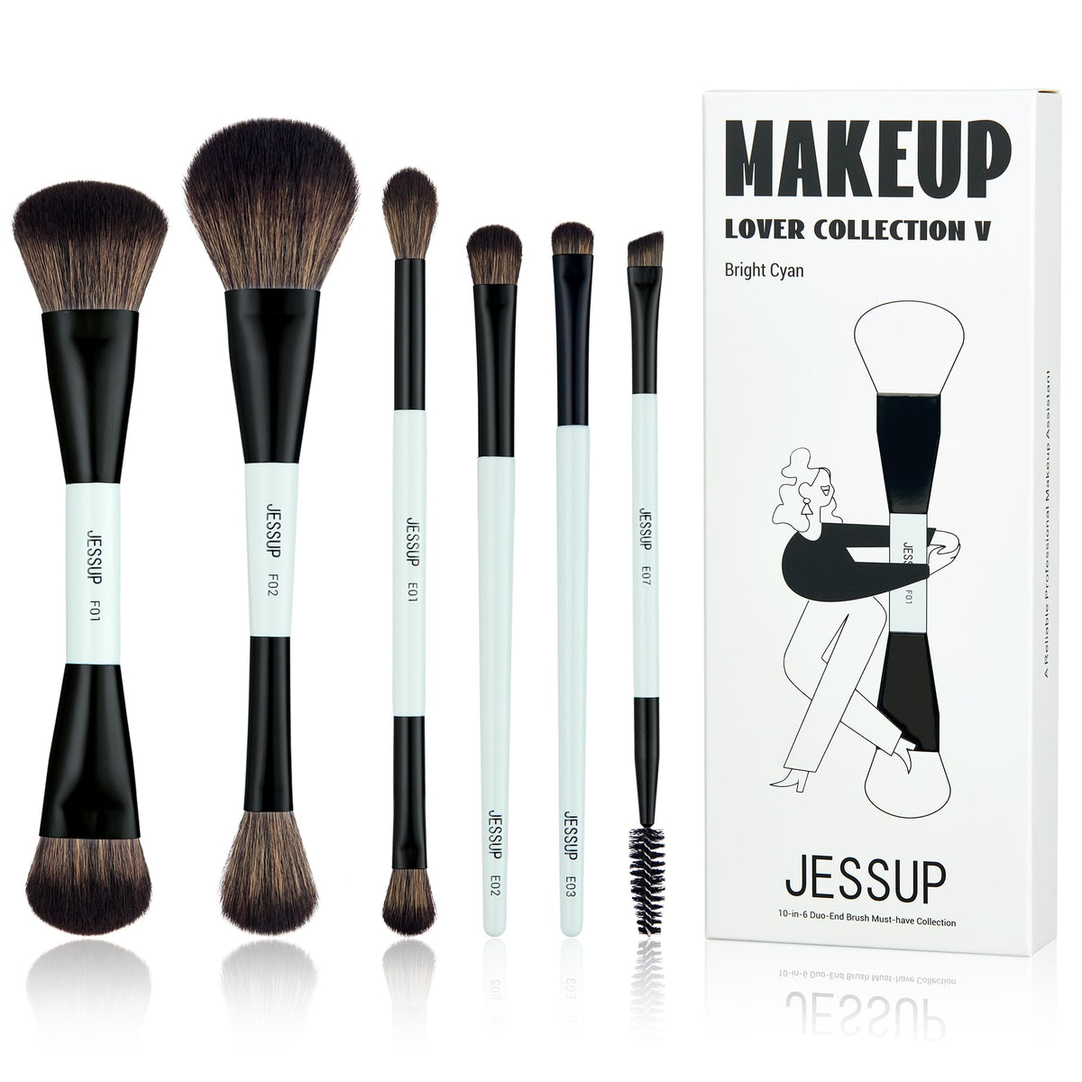 Jessup 6pc makeup brush set foundation-contour for a smooth base