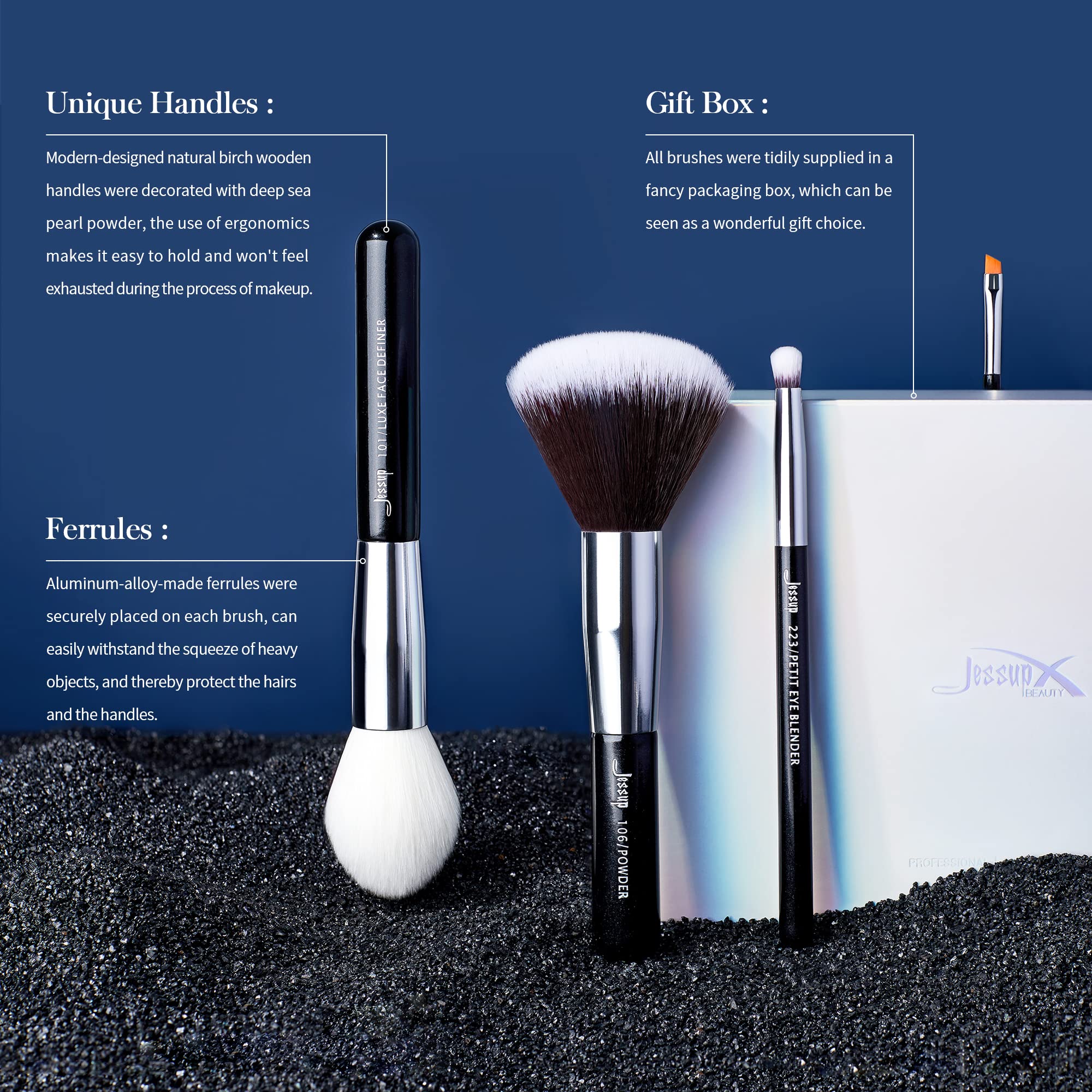Jessup concealer angled mini brush for precise concealment.