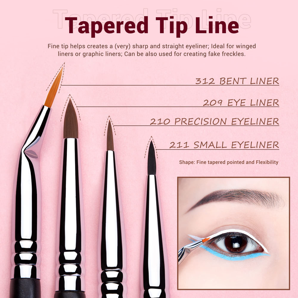 Jessup flat-tip eyeliner brushes for clean upper and lower lashline lines