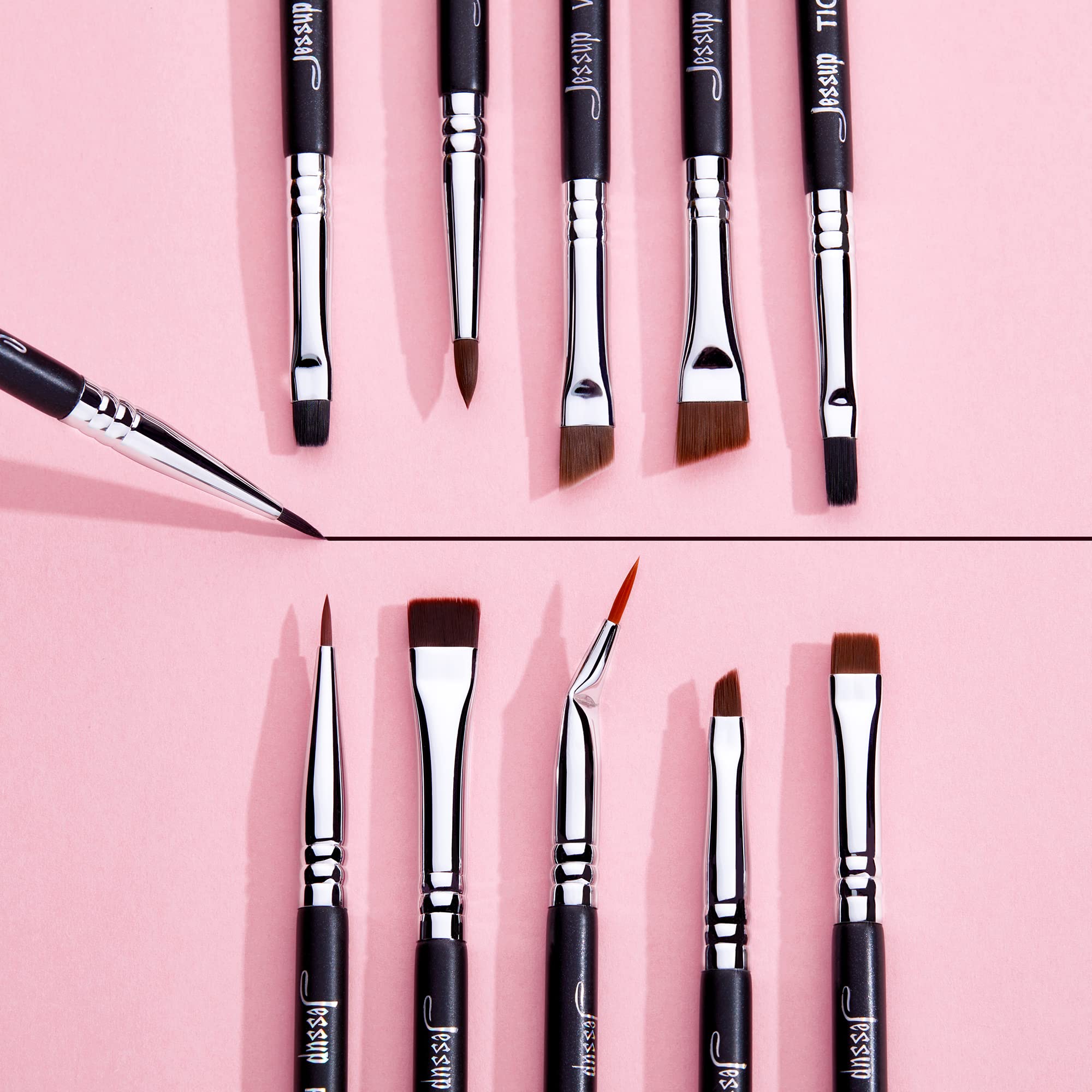 Jessup brushes with durable silver ferrules protect hairs and enhance texture