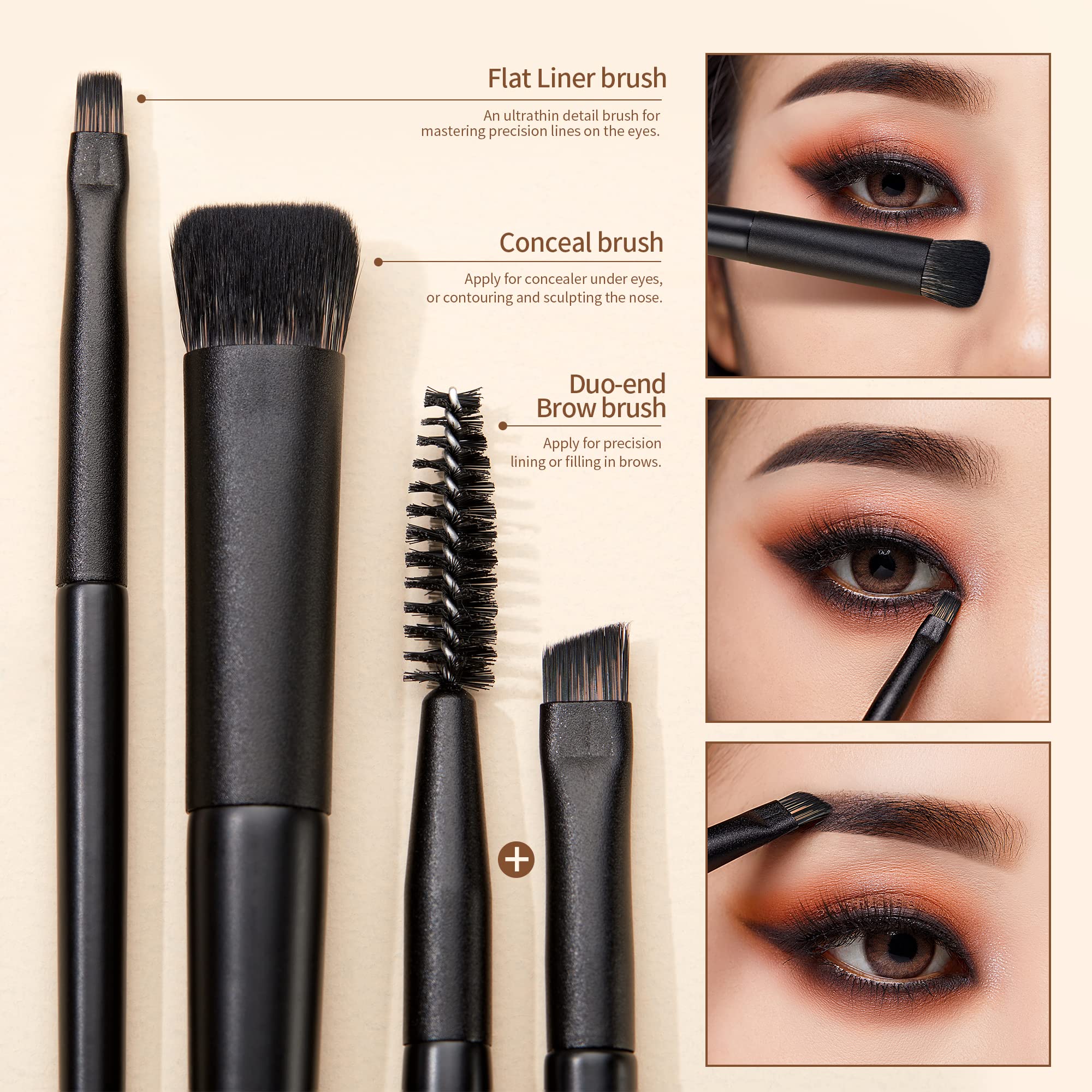 Jessup Eyeshadow Brush Set 10pcs crease brush close-up for defining the crease