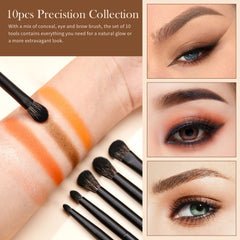 Jessup Eyeshadow Brush Set 10pcs dome blending brush in hand for seamless blending