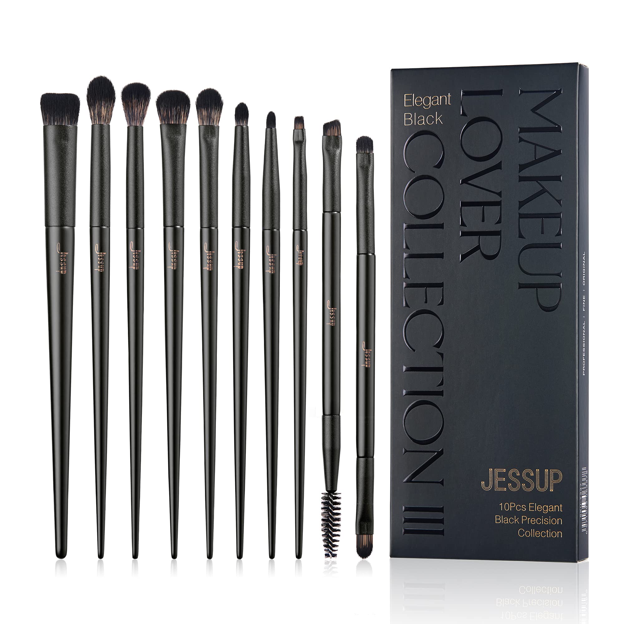 Jessup Eyeshadow Brush Set 10pcs packaging and box showcasing gift-ready presentation