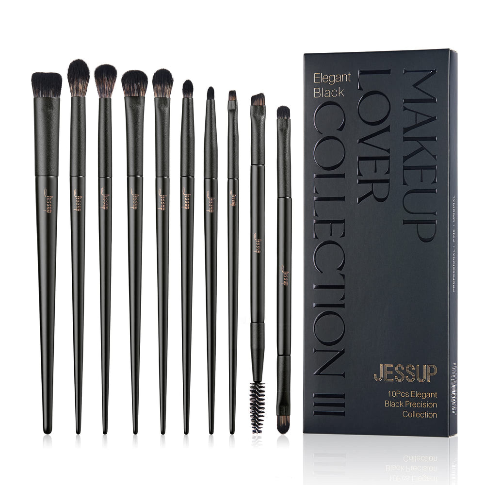Jessup Eyeshadow Brush Set 10pcs packaging and box showcasing gift-ready presentation