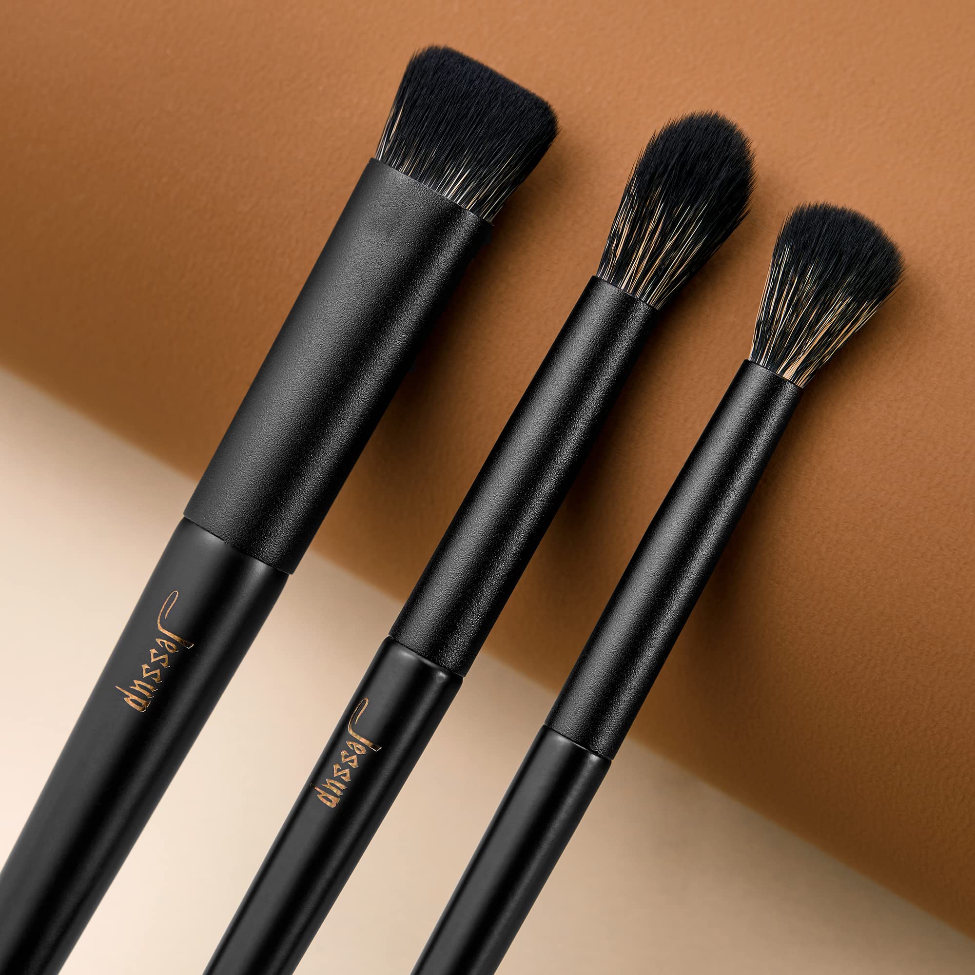 Jessup Eyeshadow Brush Set 10pcs vegan synthetic fibers close-up showing soft bristles