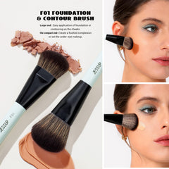 Jessup F02 double-ended blush highlight brush, enables precise highlighting and seamless blush blending.