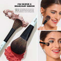Jessup F03 concealer brush with round sloped tip, targets blemishes for natural coverage.