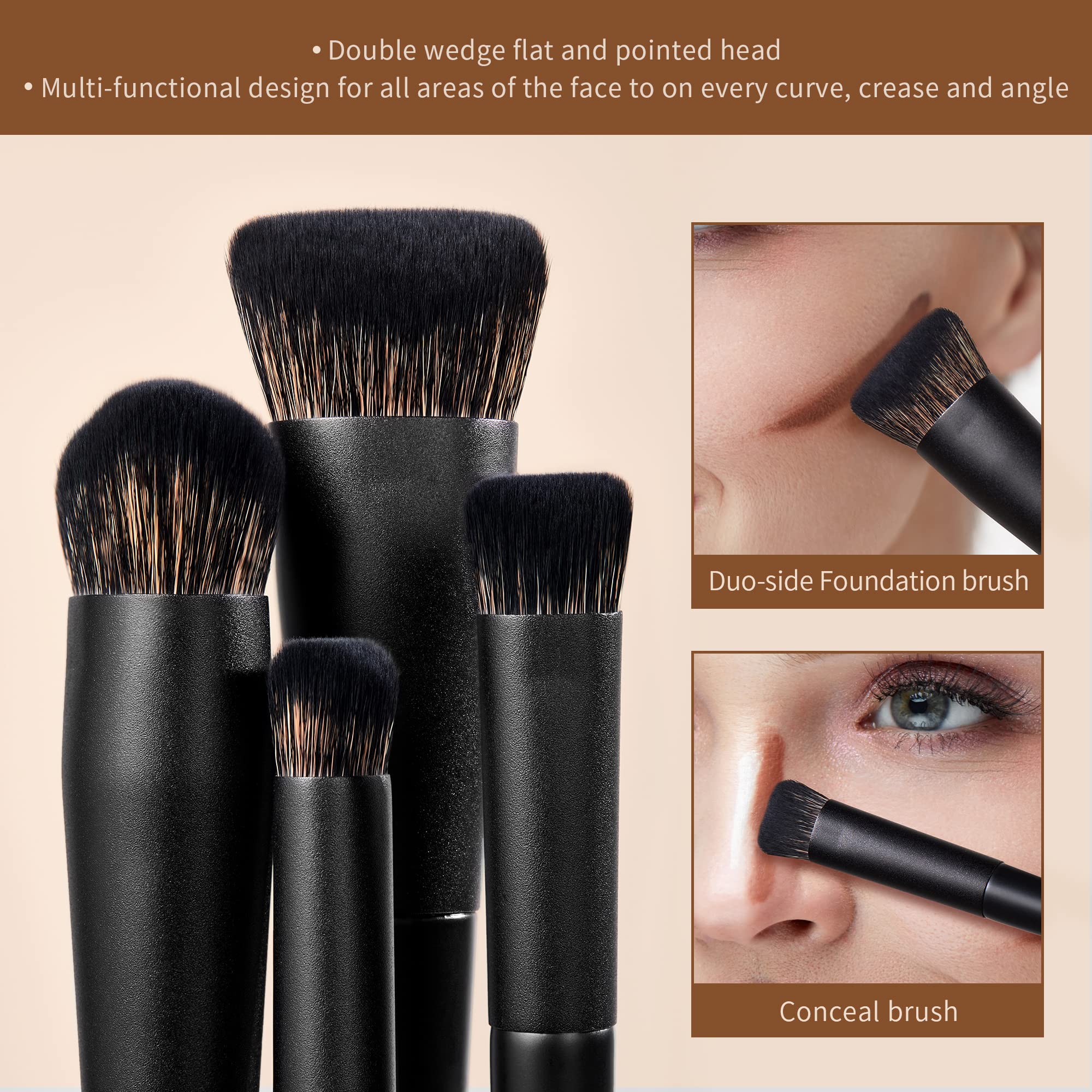 Jessup makeup brush set black angled contour brush enhances precise sculpting