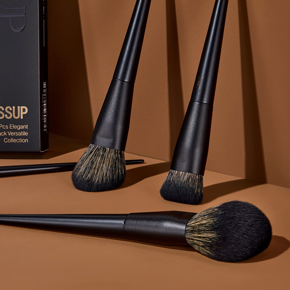 Jessup makeup brush set black duo-end brow brush shapes brows effortlessly