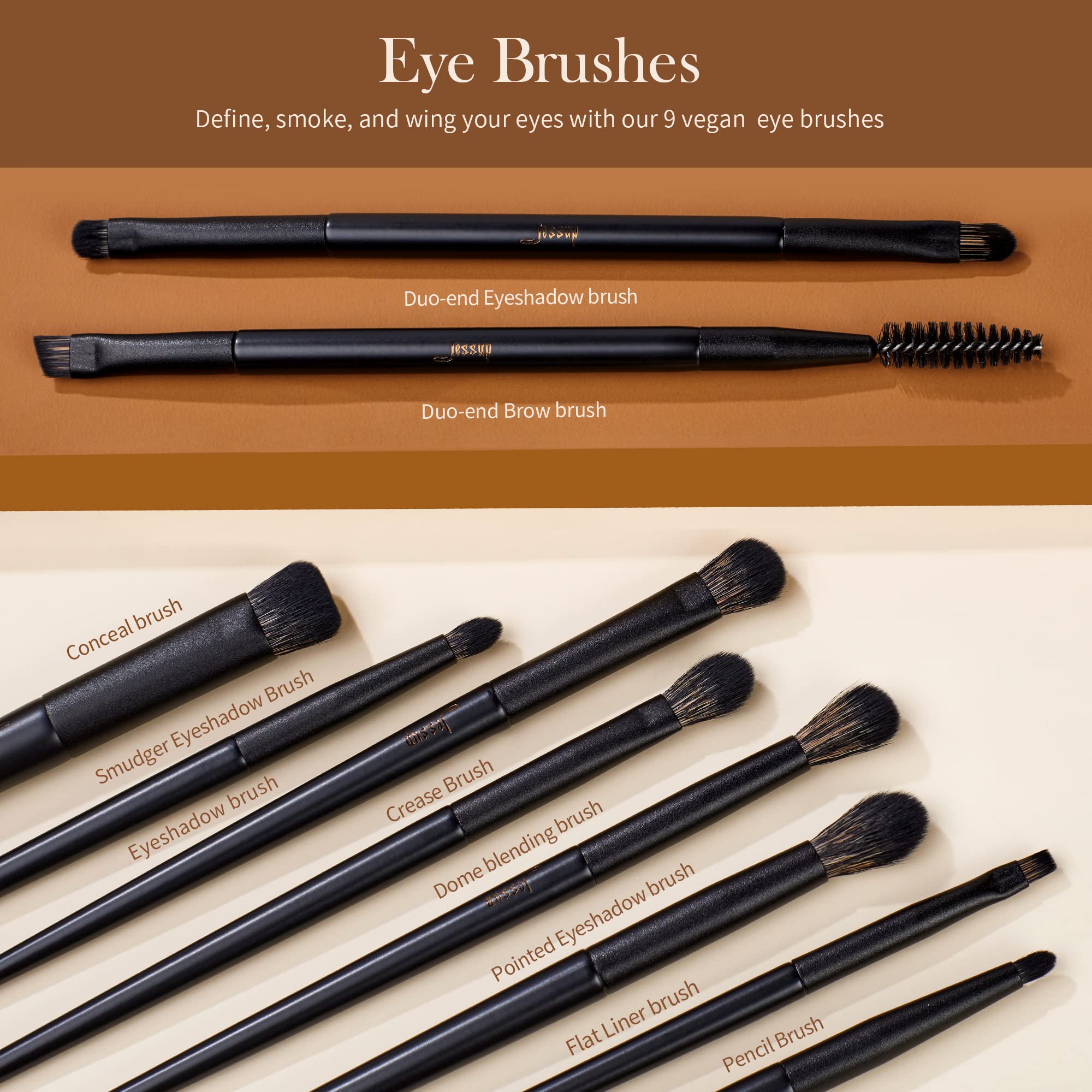 Jessup makeup brush set black eyeshadow brushes provide clean, blendable color