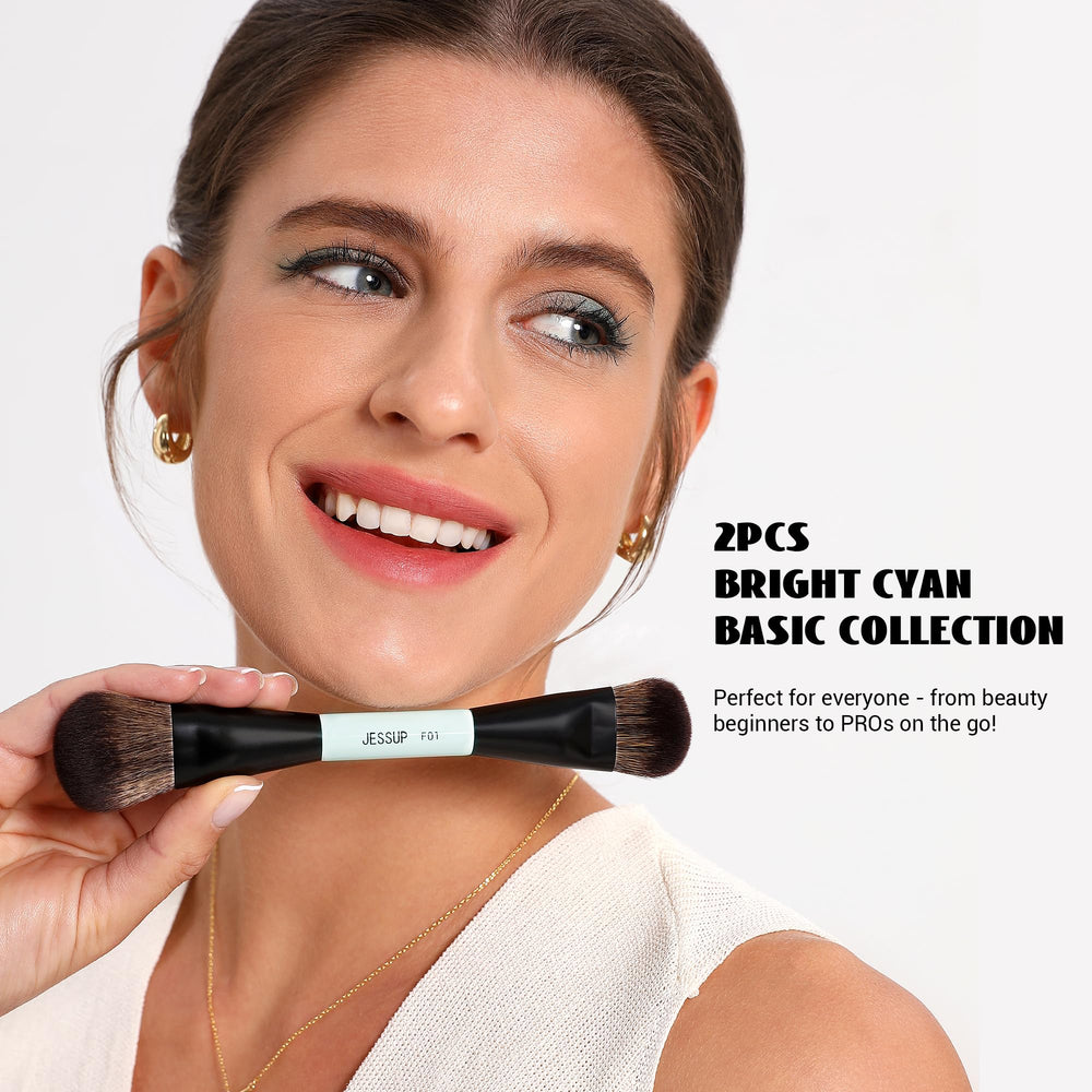 Jessup double-ended contour brush with angled tip for cheek contour
