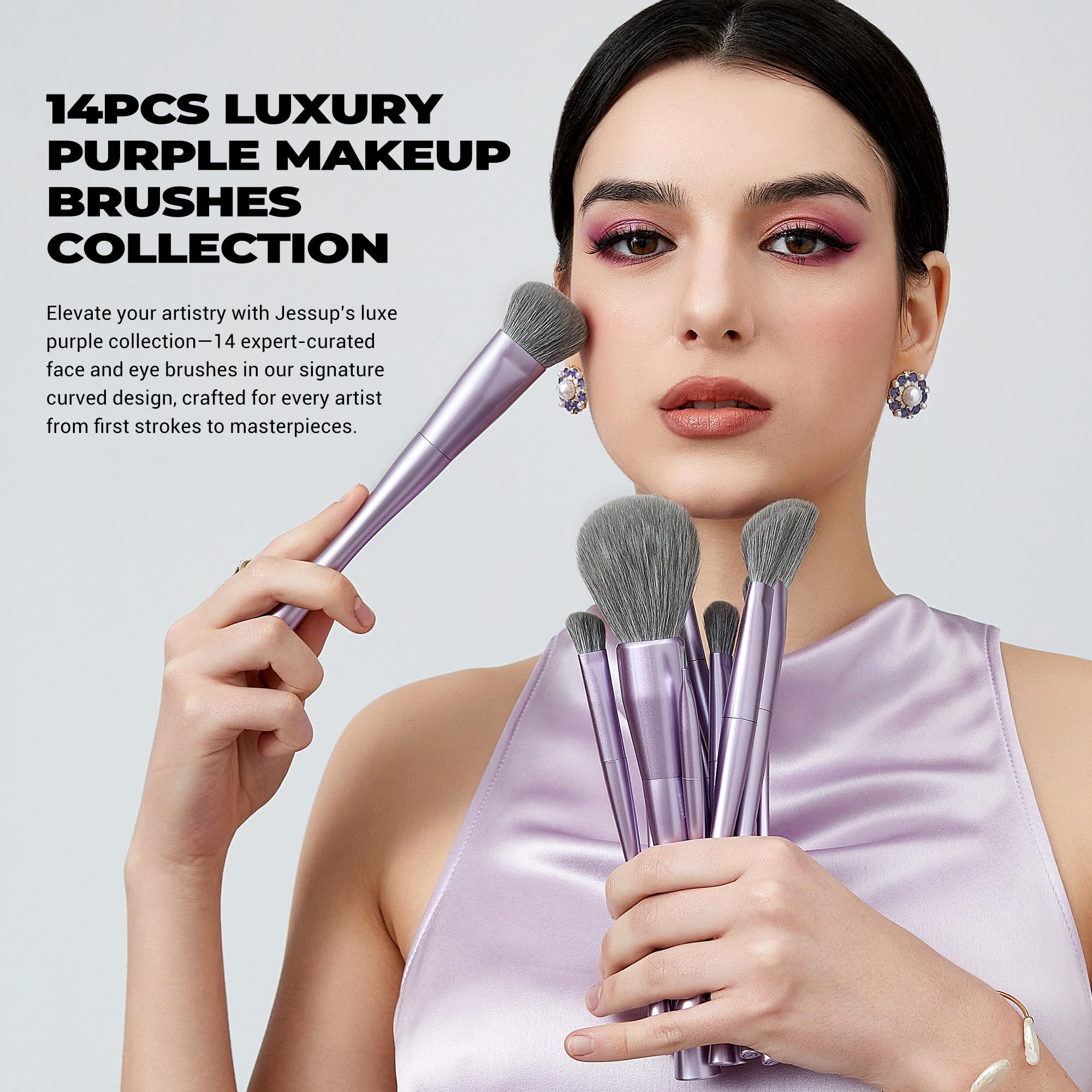 Jessup face brushes enable smooth foundation and precise contour application.