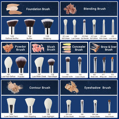 Jessup natural-synthetic hair brushes close-up, silky touch for flawless makeup.