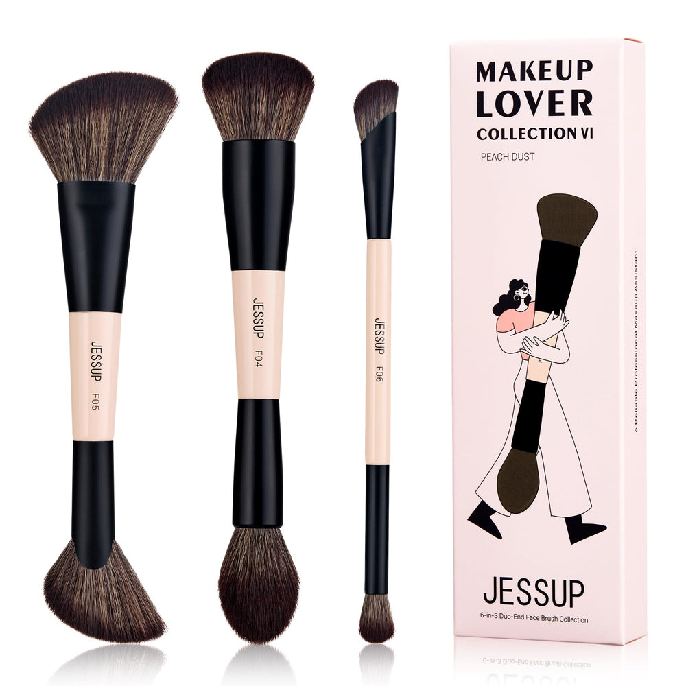 Jessup Peach Dust foundation-blend brush delivers a smooth, natural finish.