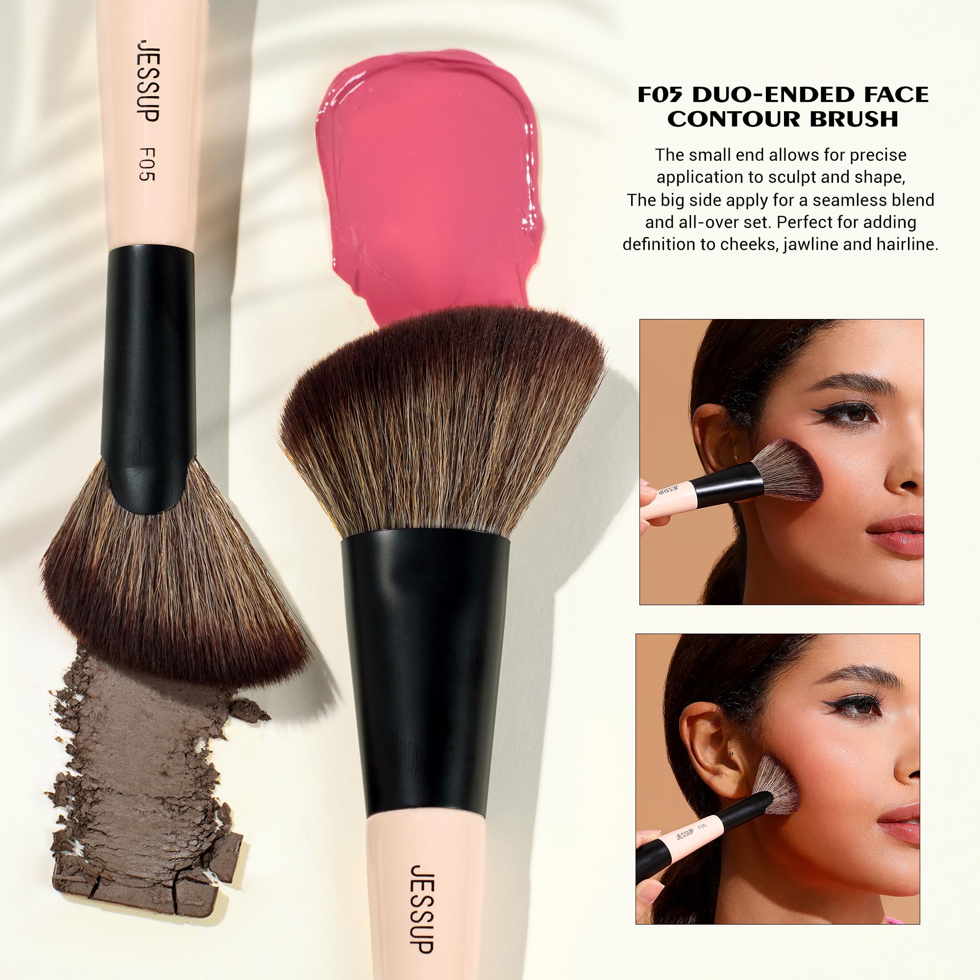 Jessup Peach Dust precision-contour nose brush offers precise definition for nose and lids.
