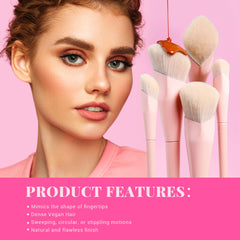 Jessup pink foundation and concealer brush delivers quick, streak-free coverage.