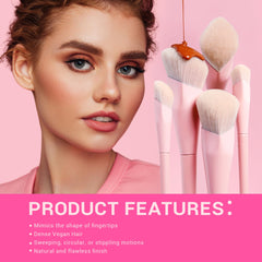 Jessup pink makeup brushes set 14pcs close-up bristle detail for smooth application