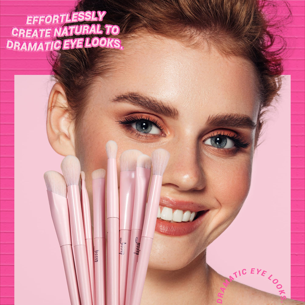 Jessup pink makeup brushes set 14pcs eye brushes ideal for precise eyeshadow blending