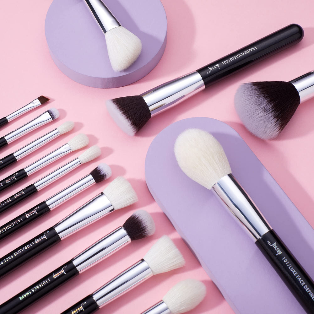 Jessup powder blush highlighter brush set for finishing touches.