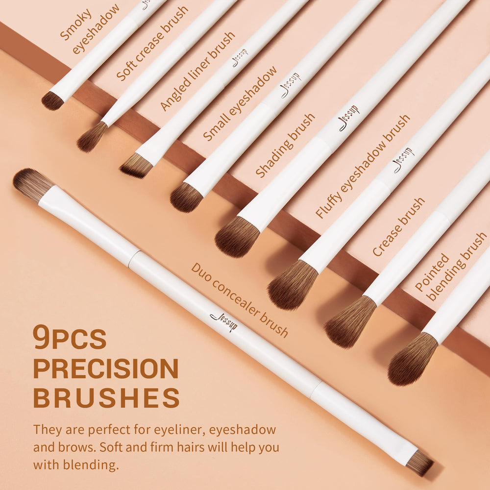 Jessup powder brush 14pcs soft bristles for even powder distribution and zero cakiness