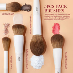 Jessup powder brush delivers light, even coverage for a natural finish.