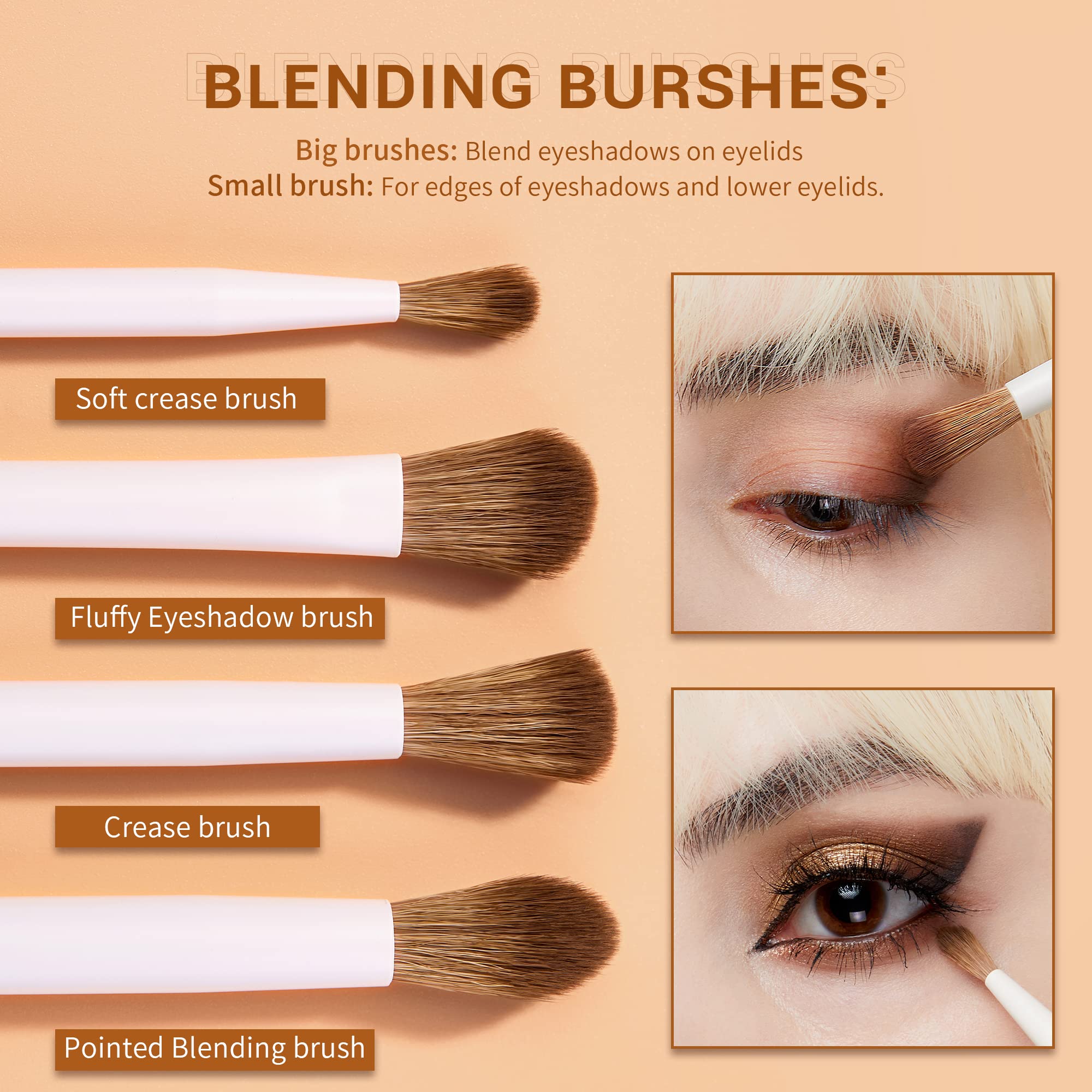 Jessup eyeshadow brushes closeup for precise color application