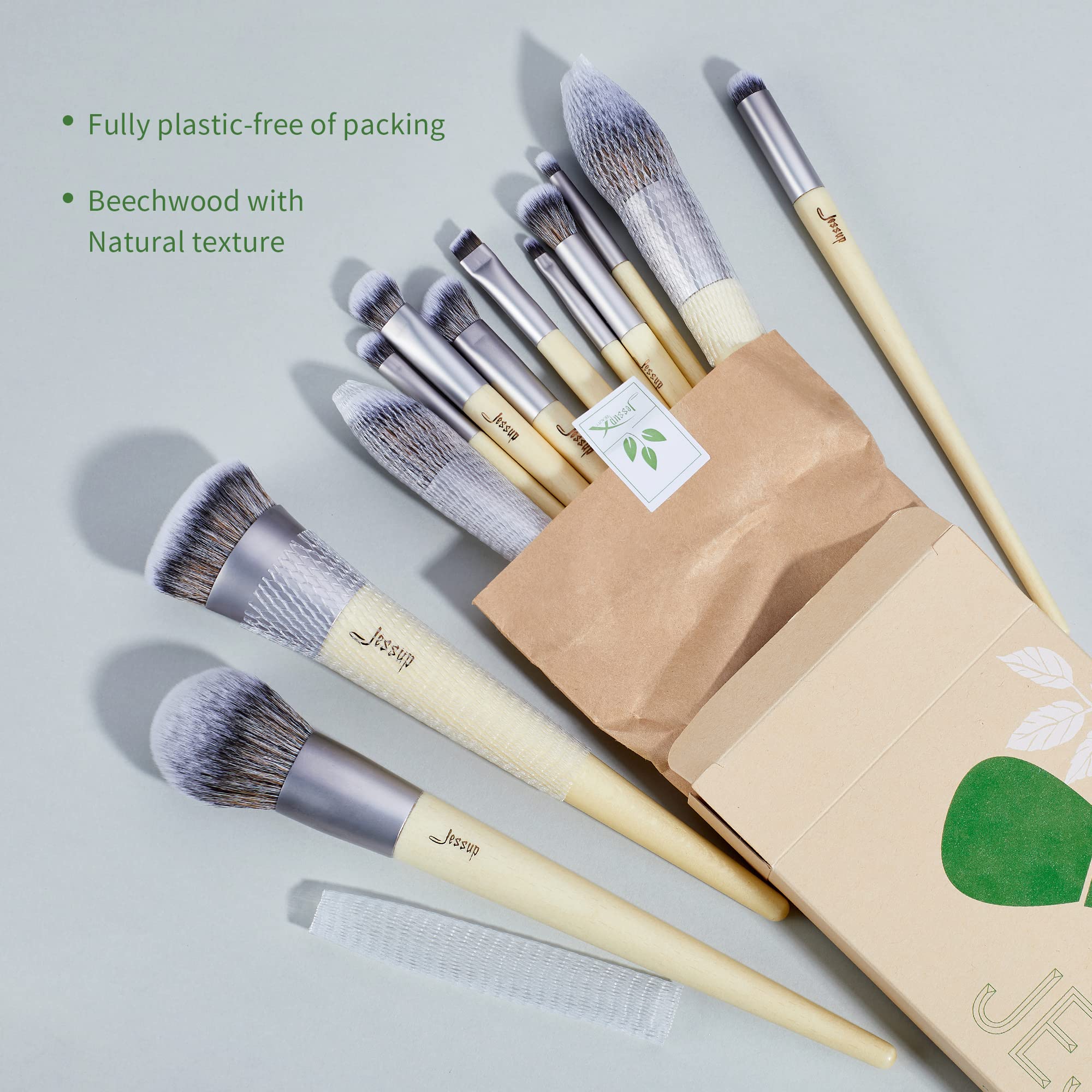 Jessup vegan makeup brush set eyebrow brush for defined brows.