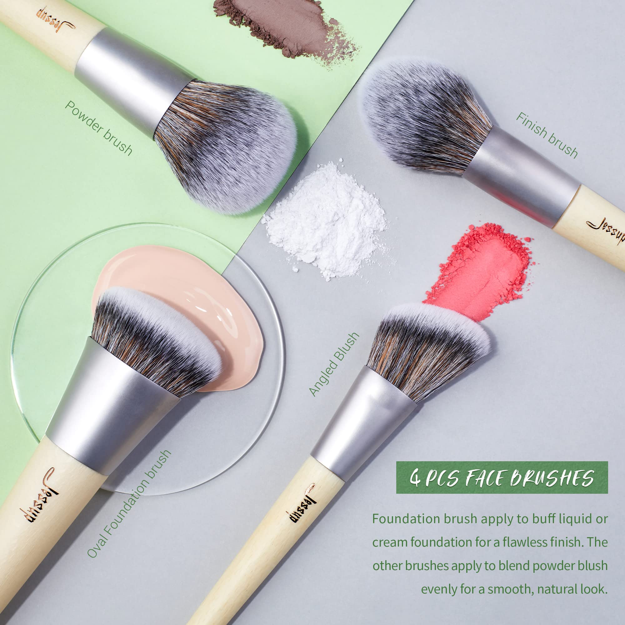 Jessup vegan makeup brush set foundation brush for even, streak-free coverage.