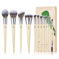 Jessup vegan makeup brush set 12pcs packaging close-up for premium quality.