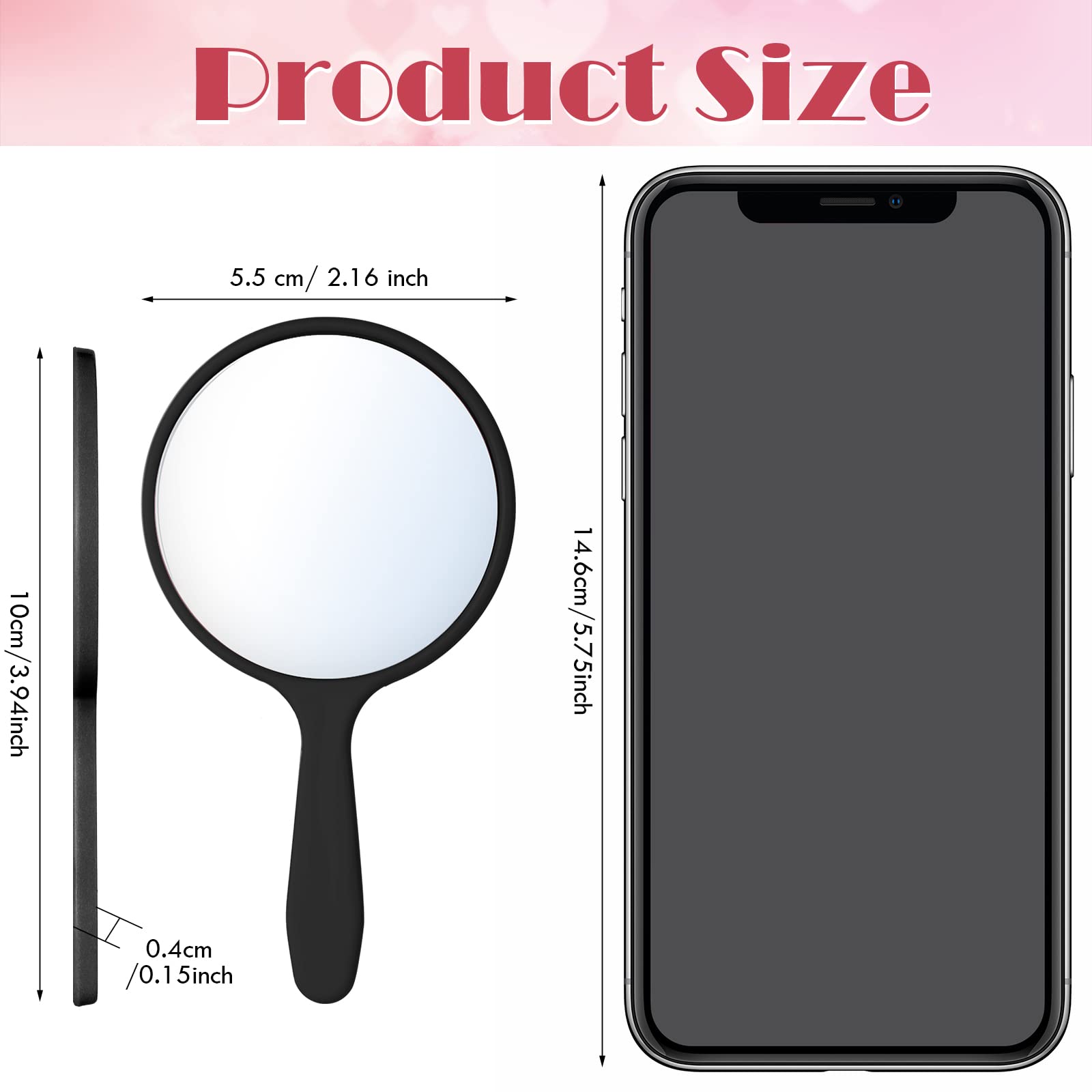 Jetec durable plastic-covered mirror with comfortable handle.