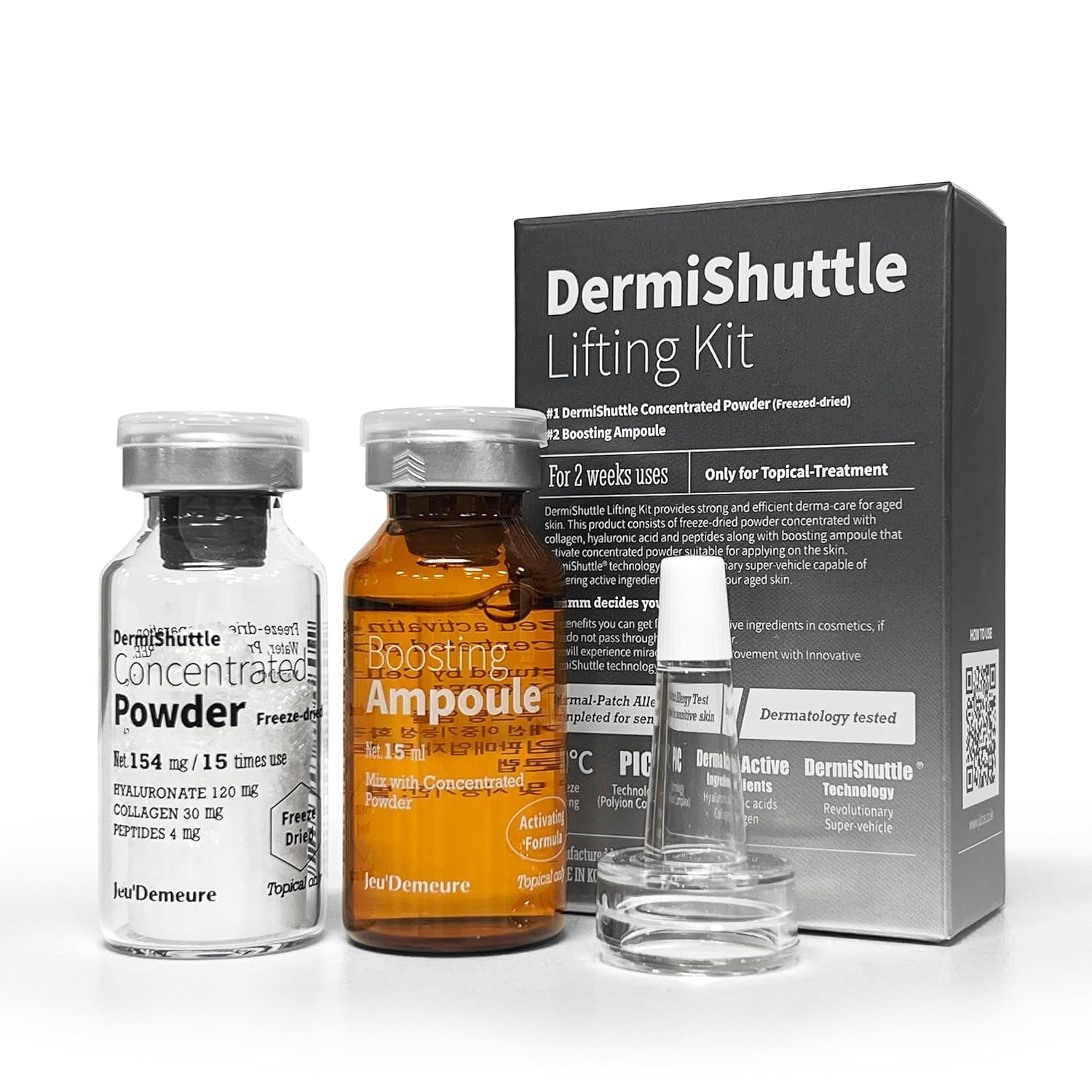 JEU'DEMEURE DermiShuttle lifting kit bottle highlighting efficient dermal delivery for absorption