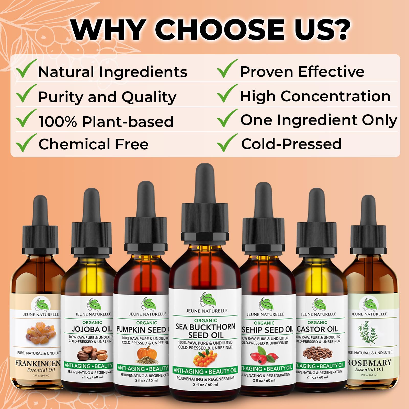 Jeune Naturelle Sea Buckthorn Oil travel-size bottle for on-the-go skincare