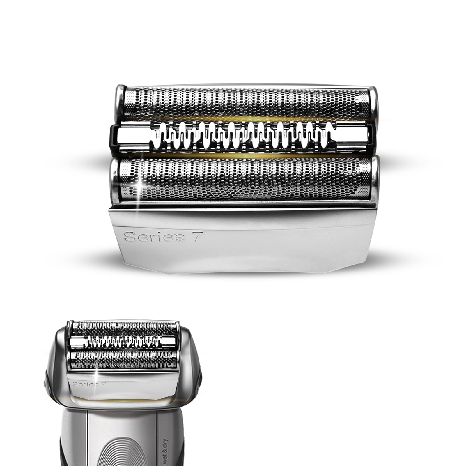 JEVONG Series 7 replacement head close-up reveals the foil for a smoother shave.
