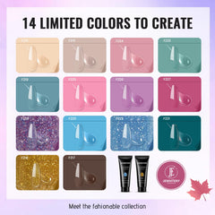 JEWHITENY 14-color poly gel set enables versatile nail looks.