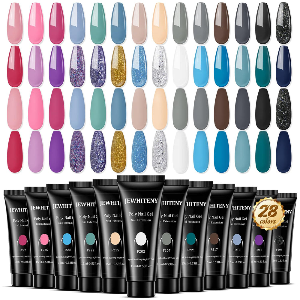 JEWHITENY 28-color poly gel set color swatches for versatile at-home nail art options