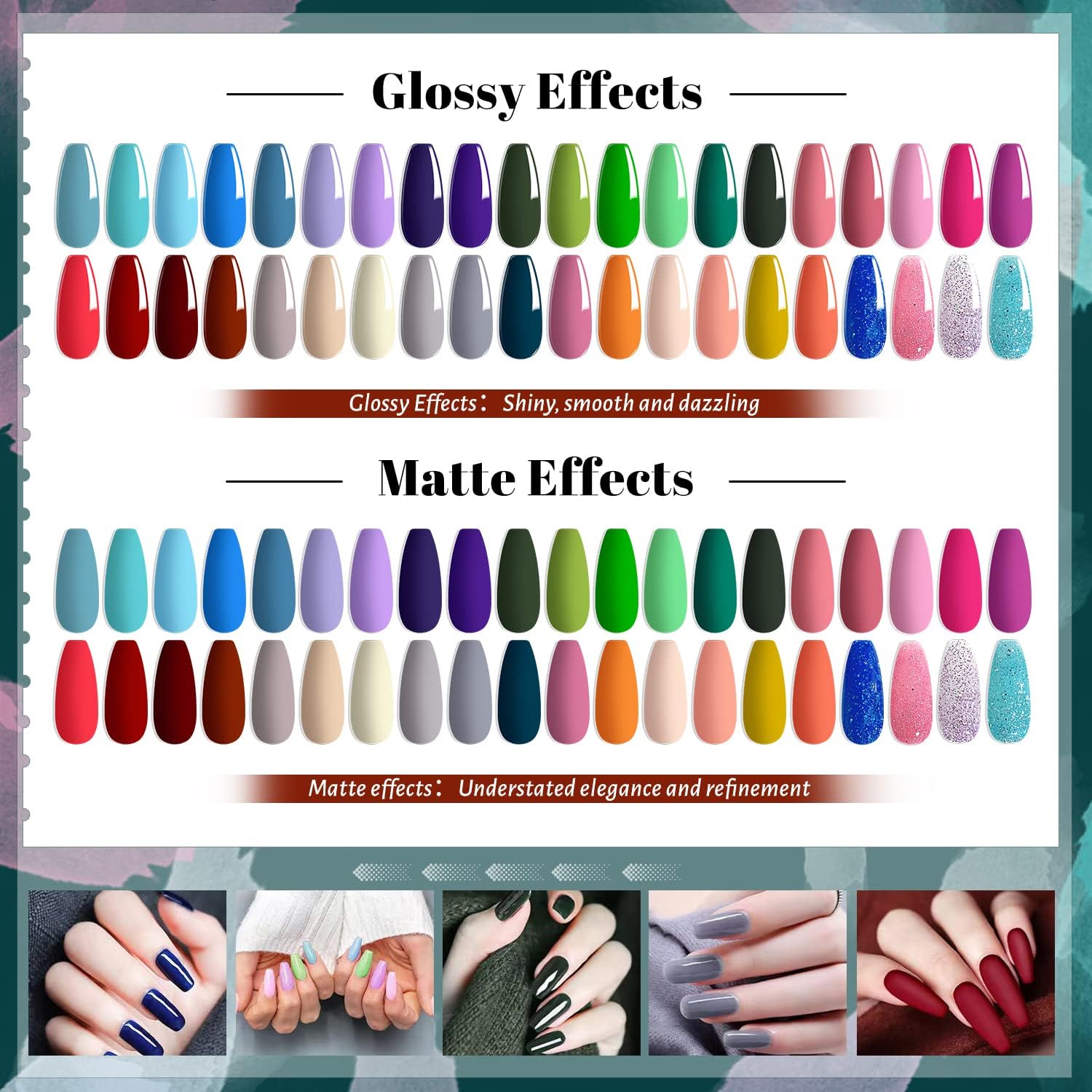 JEWHITENY glossy top coat adds long-lasting shine.