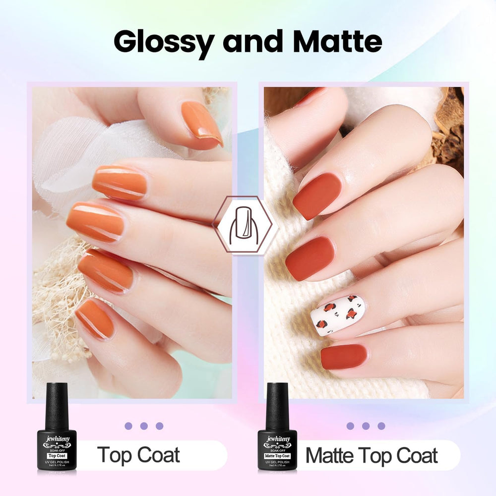 JEWHITENY matte top coat creates a satin finish and style variety.