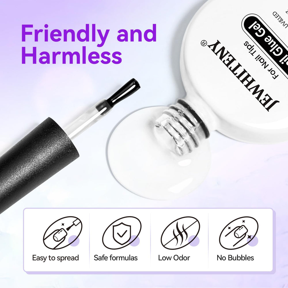 JEWHITENY nail glue gel brush design closeup showing smooth application