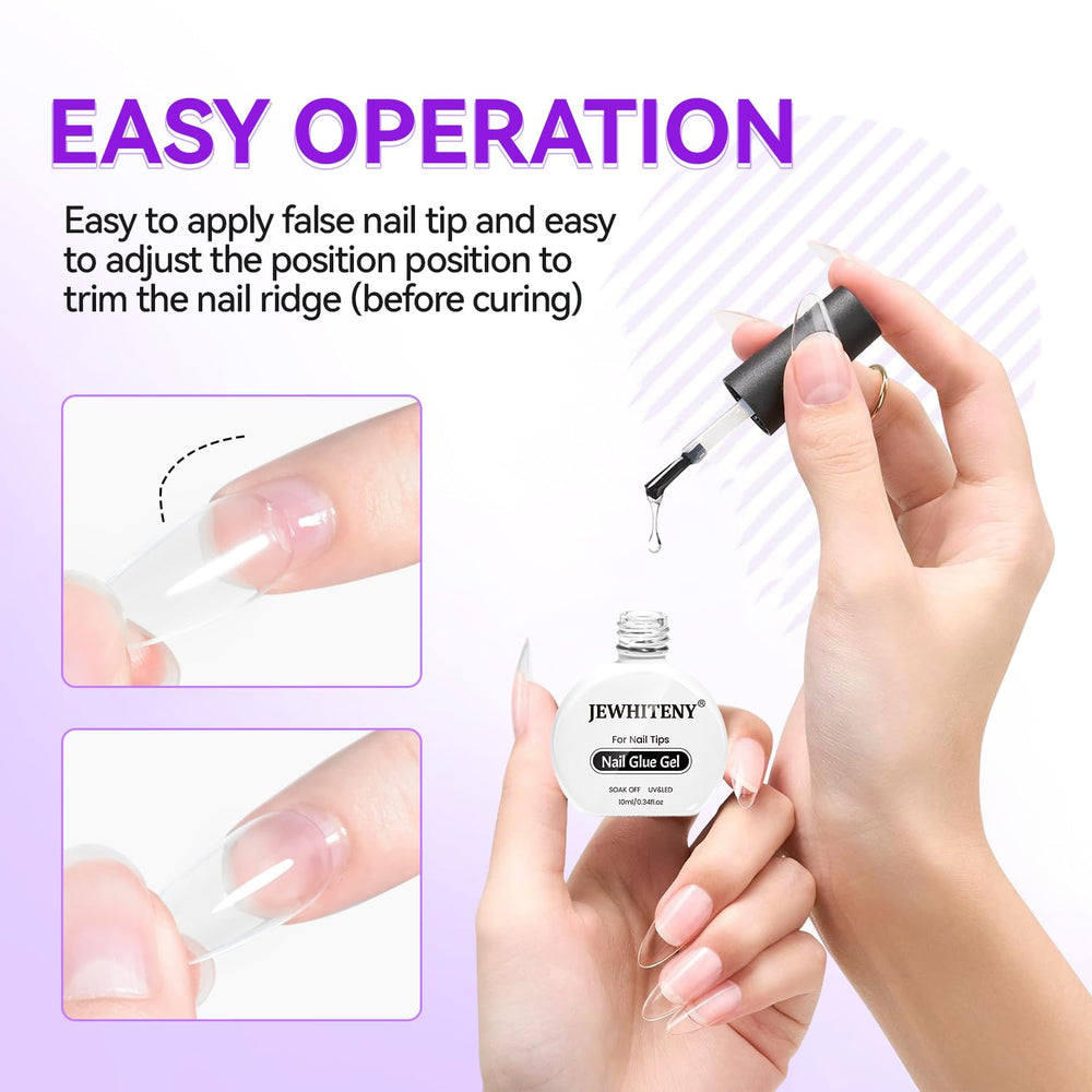JEWHITENY nail glue gel UV LED cure setup demonstrates fast cure