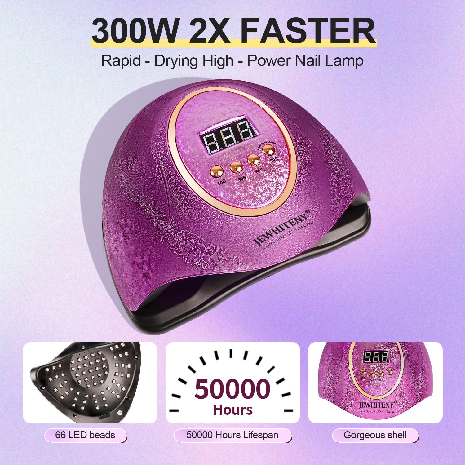 JEWHITENY Pink UV Gel Nail Lamp automatic sensor in action