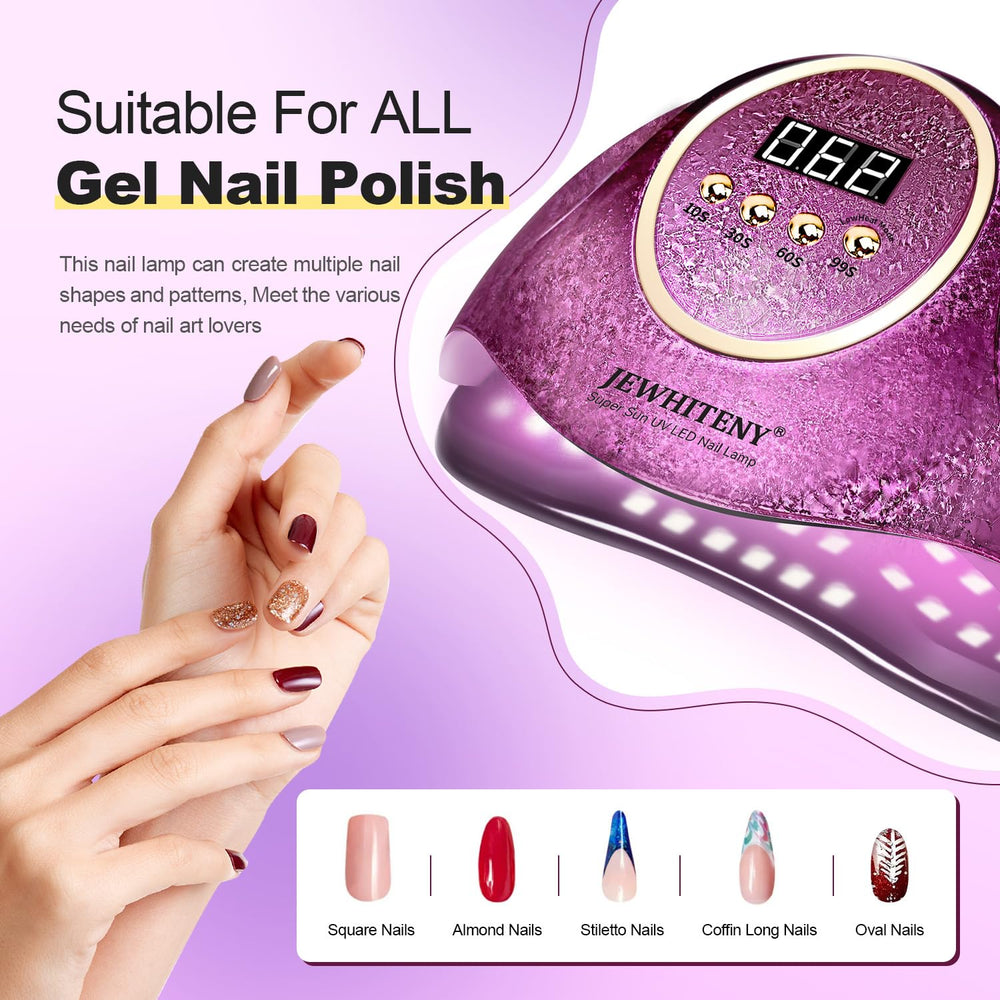 JEWHITENY Pink UV Gel Nail Lamp side profile, portable and neat setup