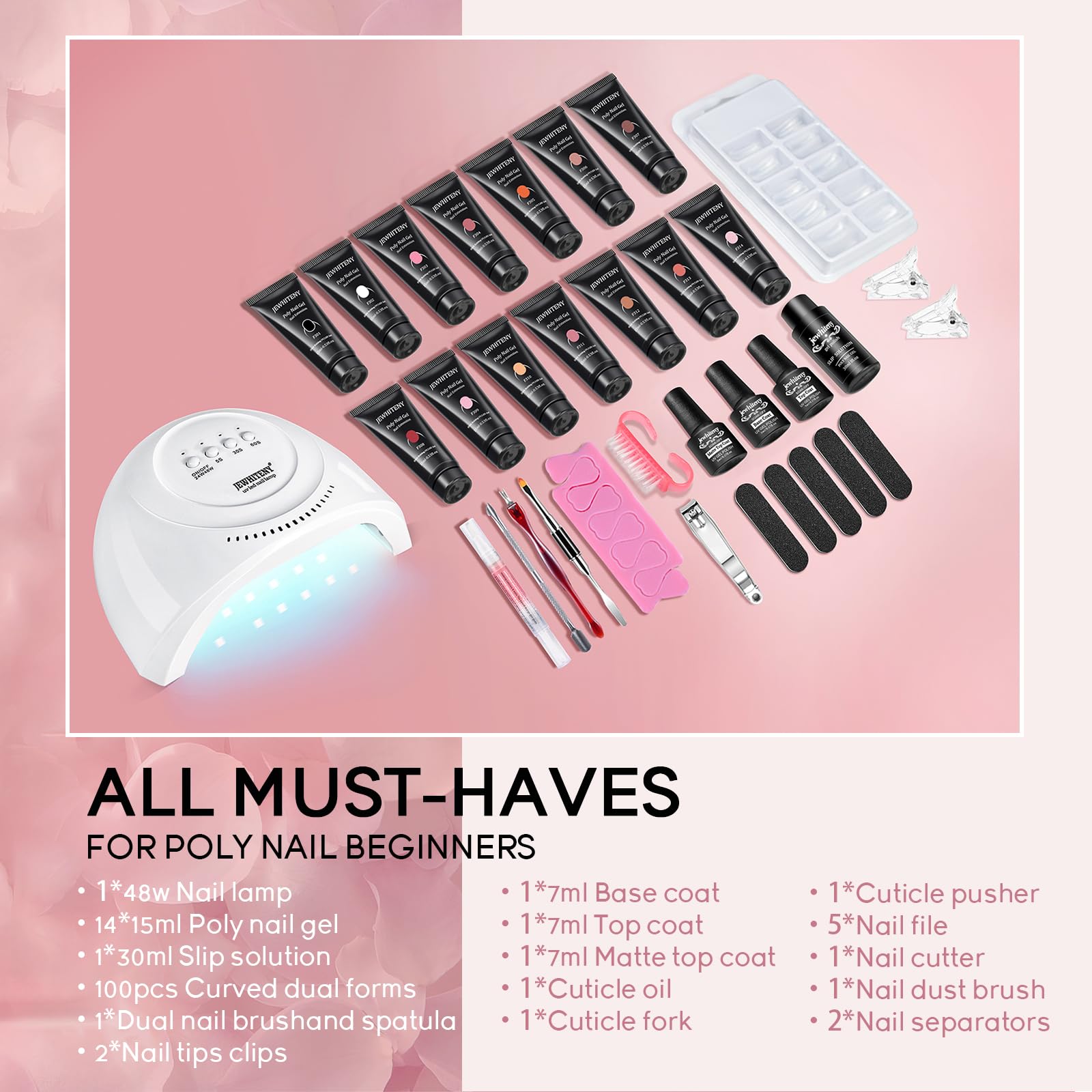 JEWHITENY 14-color poly gel shades for versatile looks