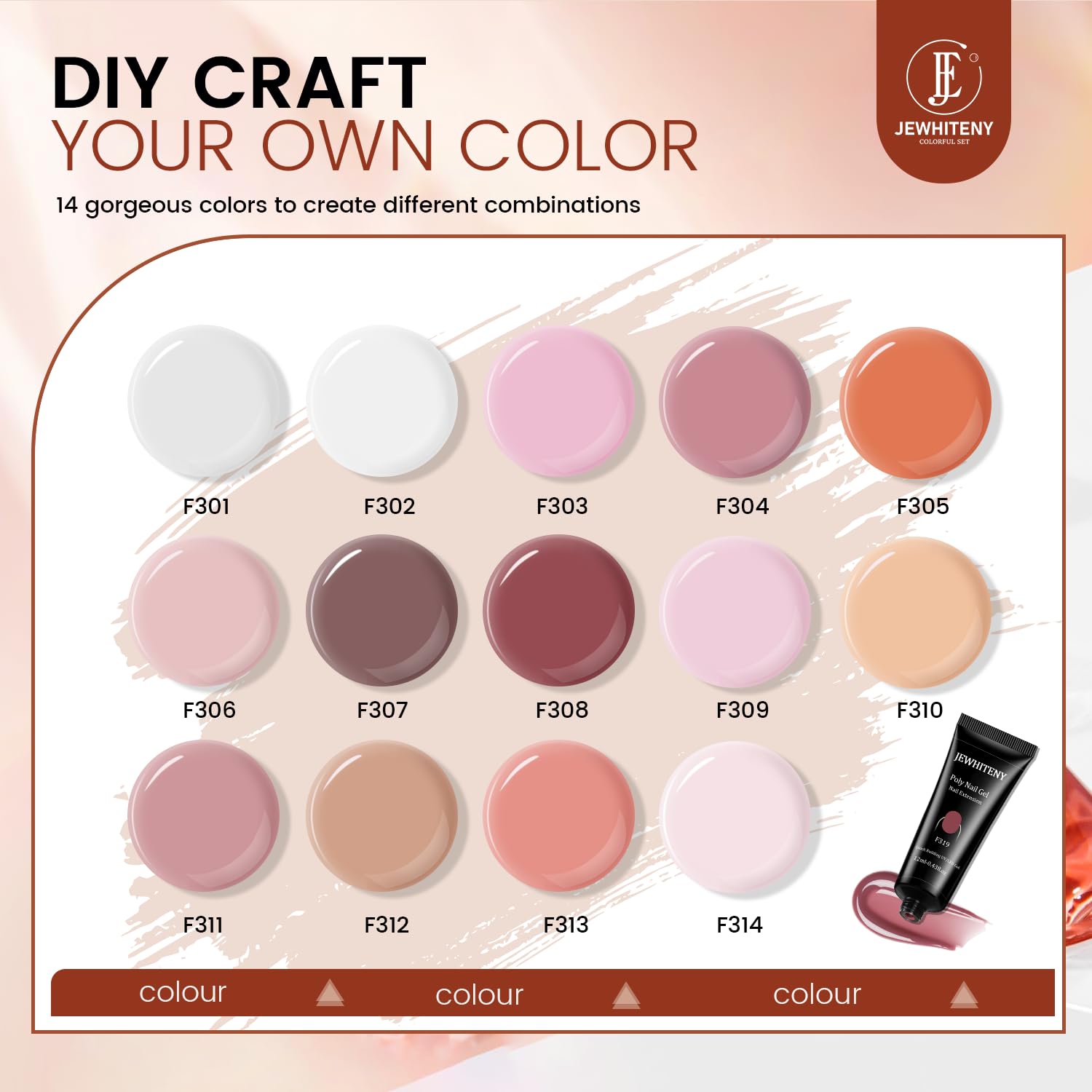 JEWHITENY poly gel colors set offering versatile nail art options.