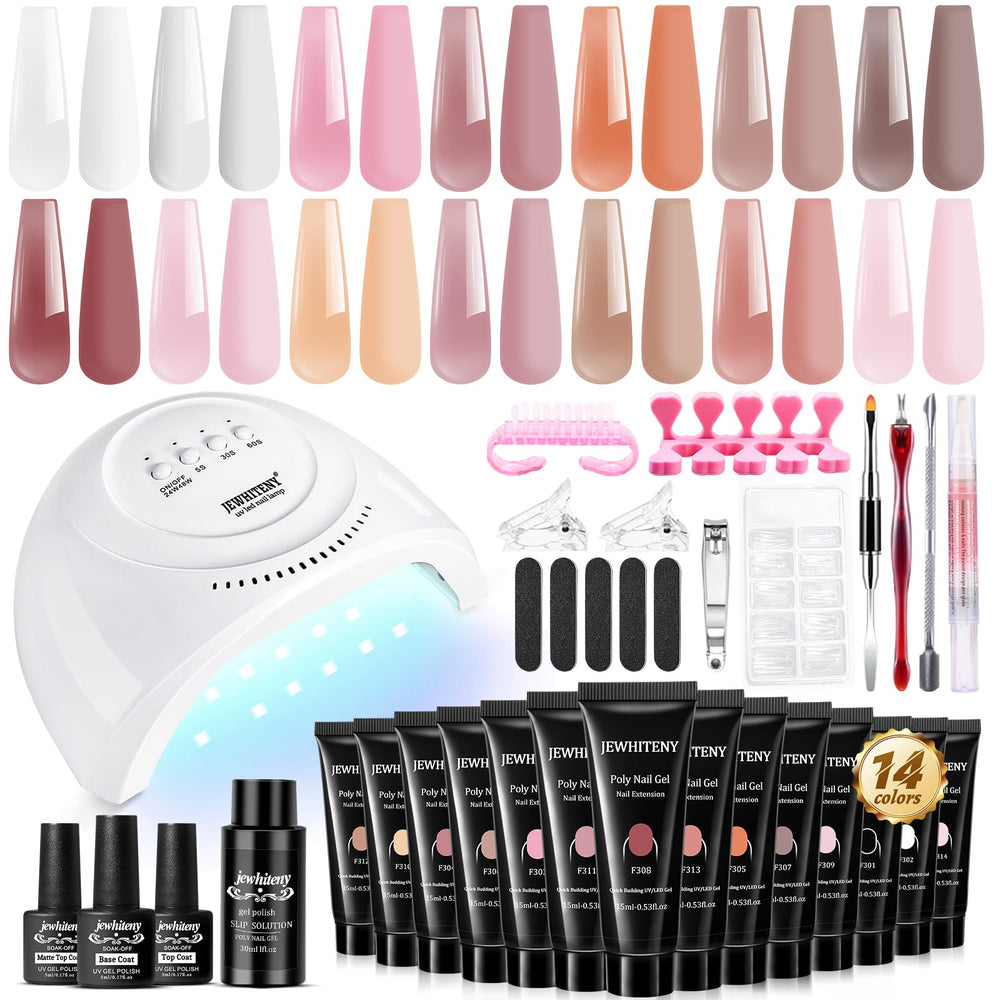 JEWHITENY poly gel kit with 48W lamp for fast at-home curing