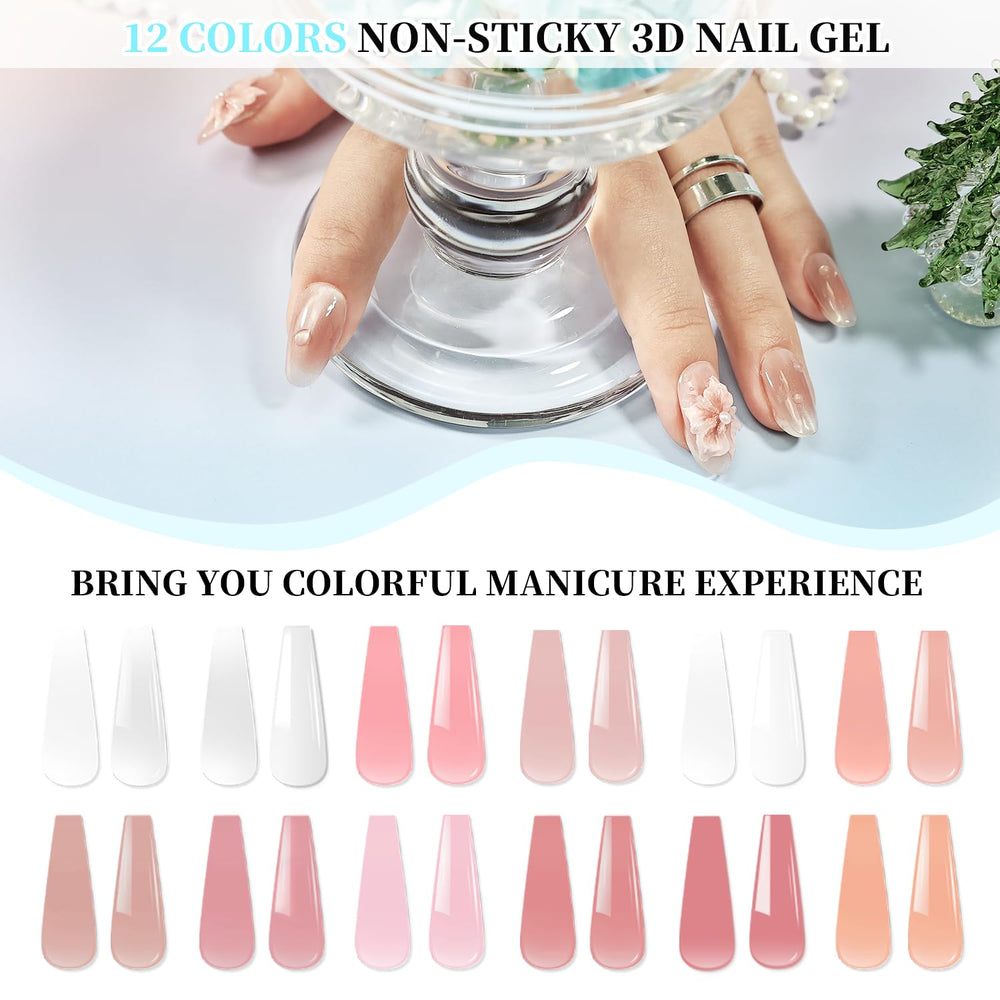 JEWHITENY sculpting gel demonstrates 3D nail art with precise carving.