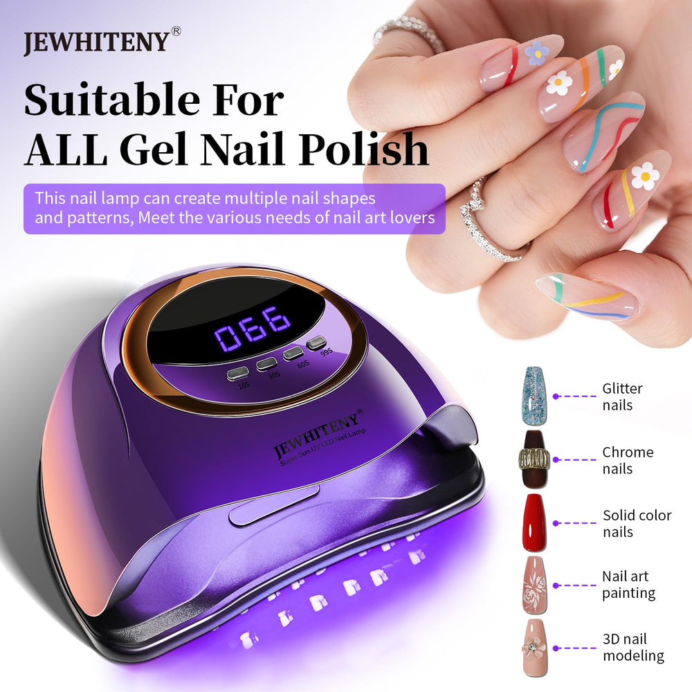 JEWHITENY UV Gel Nail Lamp with Digital Display—precise timing for consistent results.