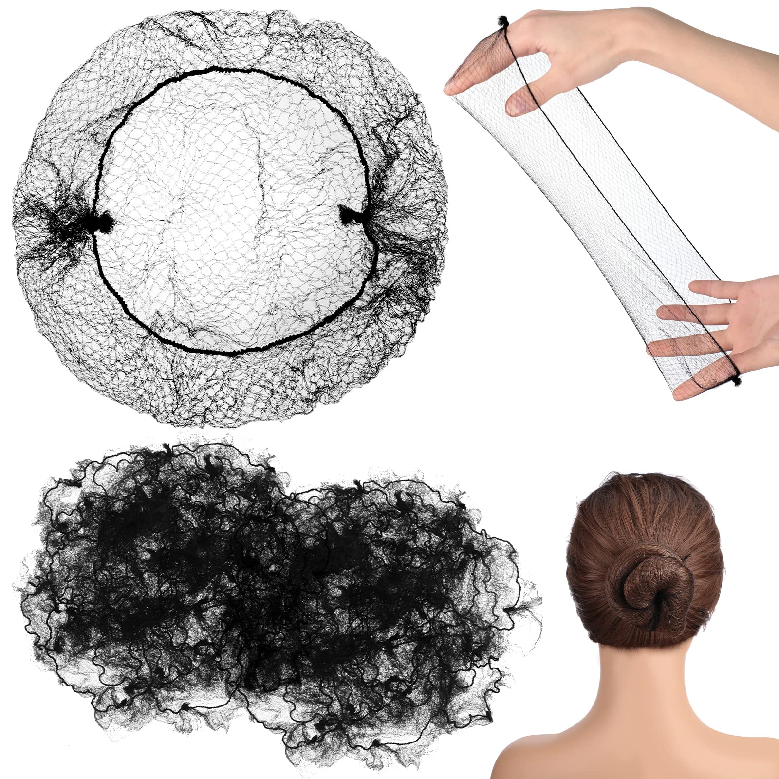Jexine 400pcs black hair nets pack for daily buns and replacements