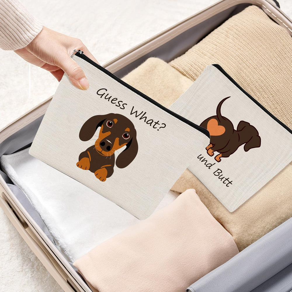 JFEHBFL dachshund makeup bag fits lipstick, wipes, and small essentials.