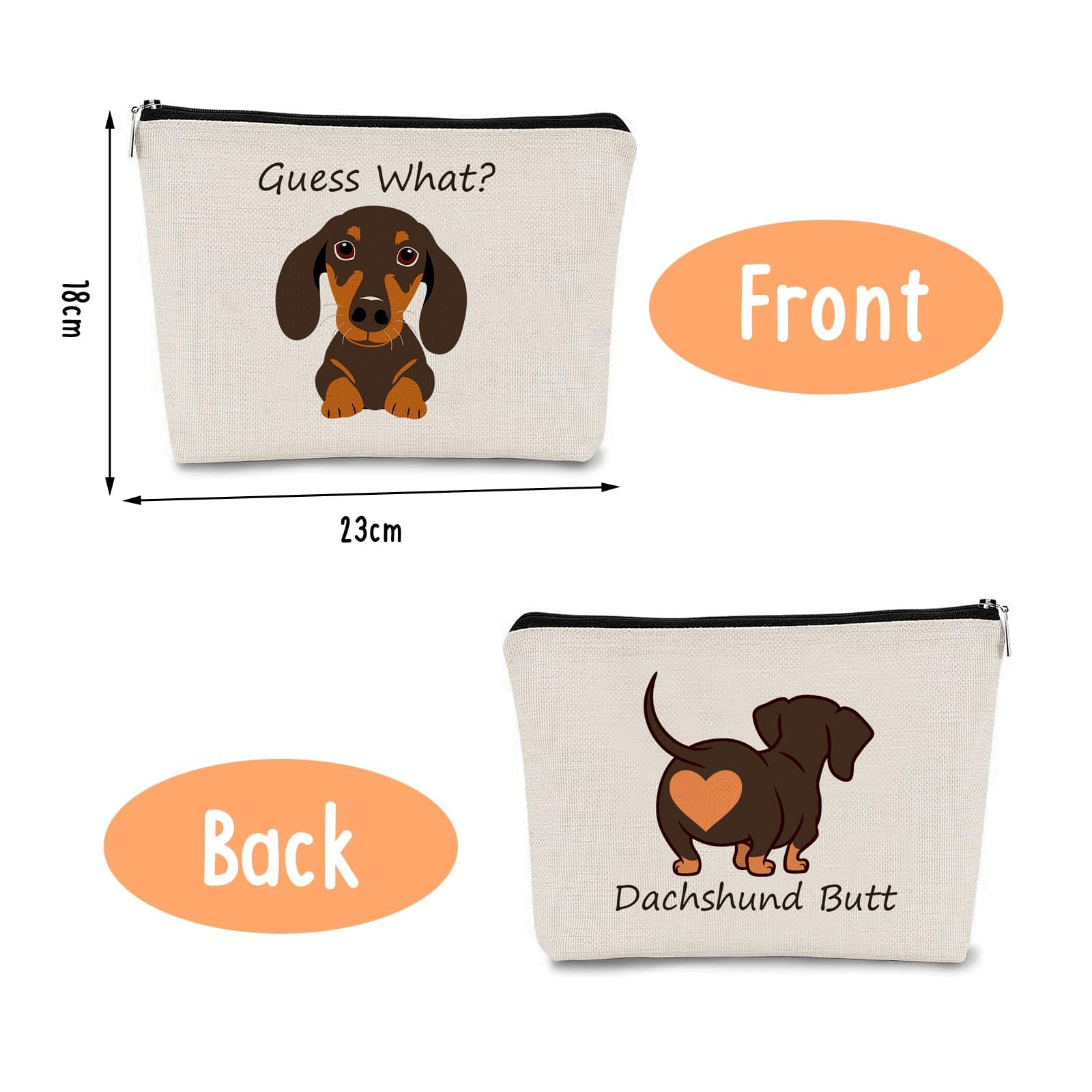 JFEHBFL dachshund zipper detail shows smooth-gliding closure for quick access.